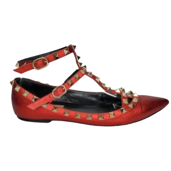 Valentino Garavani Rockstud Caged Pointed Toe Ballet Flats - Picture 1 of 10